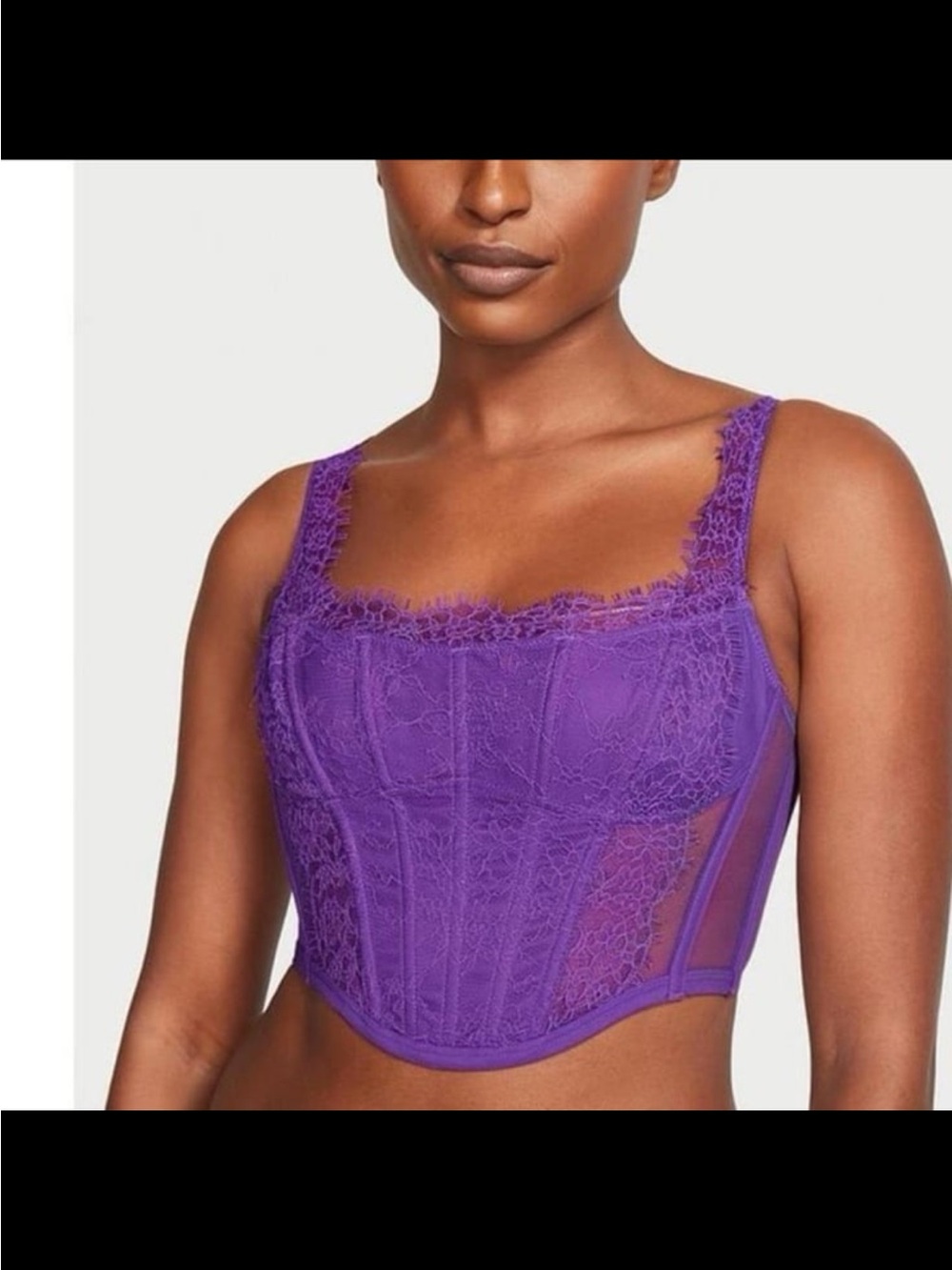 Victoria's Secret Violet Lace Longline Corset Bralette